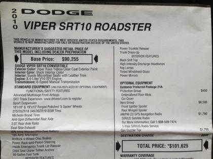 2010 DODGE VIPER SRT-10 - YELLOW ON BLACK 8